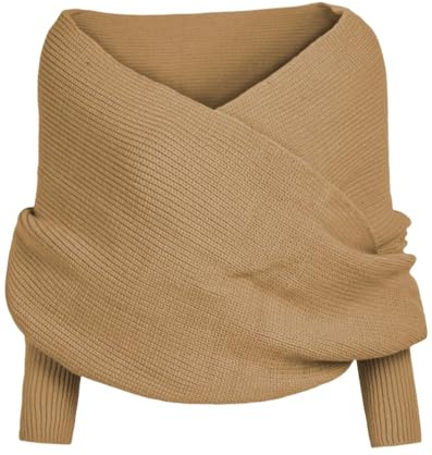 LIUYUYOUGO Coprispalle Donna Elegante,Sciarpa Lavorata A Maglia Con Maniche Inverno Caldo Maglia A Costine Sciarpa Avvolgente Multiuso Solido Maglione Avvolgente Elegante Morbido Scialle Mantella Mo