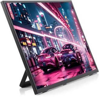 LUCKFOX 18.5 Portable Monitor with Stand - Plug and Play Ultra Thin/Light USB-C HDMI Second Monitor 1080P FHD 178° Viewing 120Hz Dual-Track HiFi Speaker for Raspberry Pi/Jetson/PC/Game Console/Phone