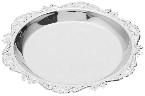 PATIKIL Plato de Joyería Vintage Bandeja Portaobjetos Tono Plateado | Diseño en Relieve