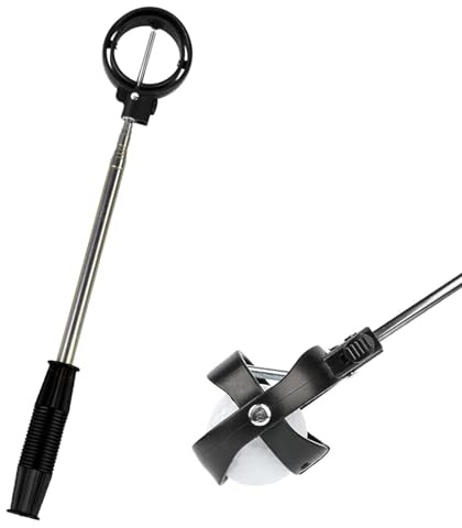 DASNTERED Teleskopischer Golfball-Retriever, Golfball-Retriever mit Verriegelungsknopf, oberer Greifer für Putterende, einziehbares Ball-Retriever-Werkzeug