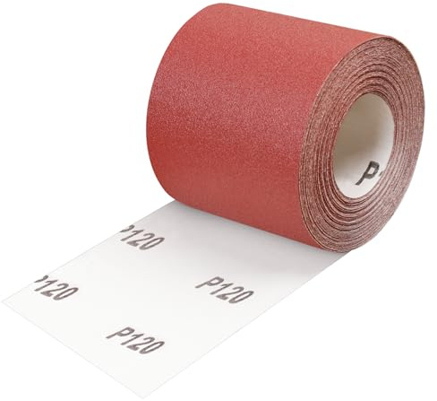 Shineboc 93mmx10m Körnung 120 Schleifpapier Rolle für Handschleifer | Aluminiumoxid Schleifleinen, Nass-Trocken, Zuschneidbar, Mehrflaechen-Polieren, Rostentfernung, Feinschliff