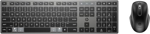 HP 720 Multi-Device Rechargeable Wireless Keyboard and Mouse Combo | Ultra-fast Rechargeable Supercapacitor | Up to 2 Months of Usage from a 3-Minute Charge | 2.4GHz Wireless and Bluetooth | Black
