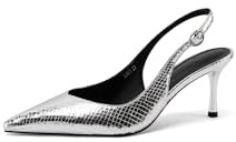 QUEEN HELENA Décolleté Slingback Scarpe Eleganti a Punta Chiusa Donna K3669 (Argento, Sistema Taglie Calzature EU, Adulto, Donna, Numero, Media, 38)