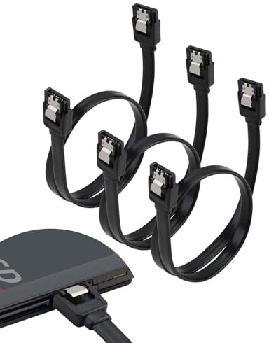 Tiryns Lot de 3 câbles SATA III 6 Gbit/s droits HDD SDD avec loquet de verrouillage 7 broches 15,75 pour SATA, pilote CD, graveur CD, cordon de connexion noir