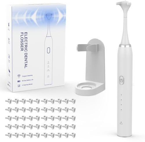 Fosa eléctrica con 50 cabezales de repuesto y compartimento de almacenamiento, 4 modos, 800 mAh, recargable, para el cuidado de las encías y las encías
