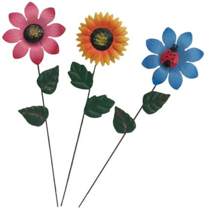 PAMINGONO 3 Pezzi Di Decorativi Da in Decorazioni Floreali Primaverili Per Esterni Colorati (rosa Giallo Blu) Facili Da Inserire Resistenti Intemperie