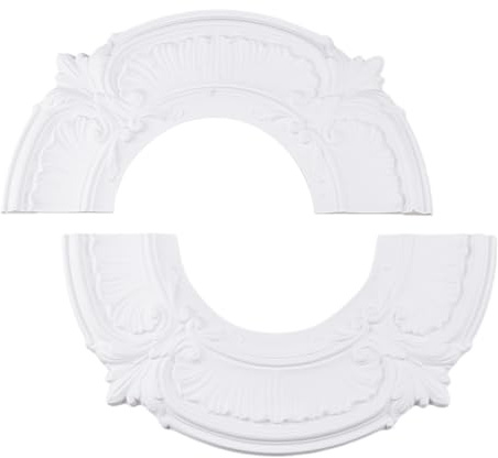 INCREWAY Split Design 12 Inch Ceiling Medallion for Lights & Fans - 5 Inch Cutout, Detachable PU Segments, Easy Install, White Ceiling Plate Decor