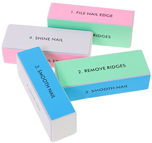 DONFAMDS 10 Stück 4-wege Nagelpuffer Block aus Sandpapier und Schwamm zum Feilen und Polieren von Natürlichen und Künstlichen Nägeln für Heim und Salongebrauch