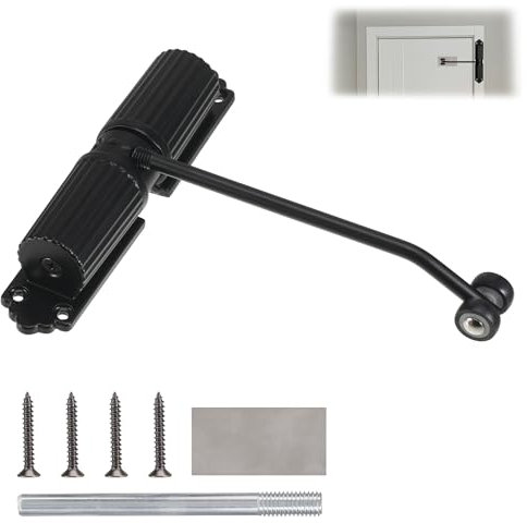 Cierrapuertas automático para jardín, cierre de puerta con resorte, con 4 tornillos y palanca de ajuste, cierrapuertas automáticas para puertas de habitaciones, oficinas, habitaciones de hotel, puerta