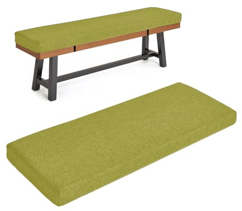 HJZPWB Cojin Banco Exterior Desmontable Cojines para Banco Lavable Colchoneta Banco Jardin Antideslizante Cojines Banco Exterior Jardin Alto Rebote 50d Cojin para Banco,Verde,70x40x3cm