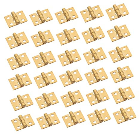 Uonlytech 30pièces Lot De Mini Charnières Pour Boîtes Bois Charnières Miniatures Pour Boîtes à Bijoux Alliage