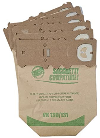 miro service 6 sacchetti compatibile per aspirapolvere folletto vk 130 vk131