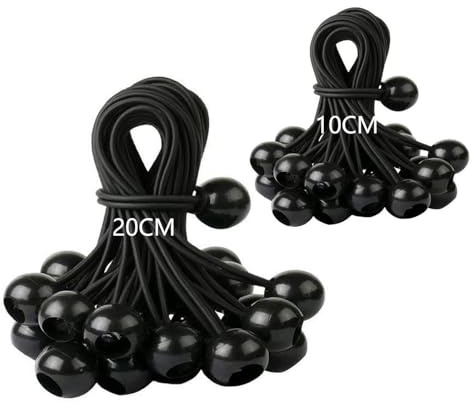 Hisdricus 30 Pièces Tendeur Elastique Boule - Tendeur Elastique 10 cm + 20 cm - Tendeur Bâche - Sandow Elastique pour Bâches, Tentes, Bannières, Filets et Tonnelles - Noir