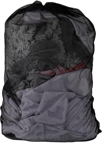 24x36 Inch Large Mesh Laundry Bag, Machine Washable Net Laundry Washing Bag with Drawstring for Home Hotel College Dorm Apartment Travel Camp (Black)