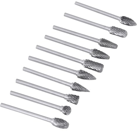 Zerodis Tungsten Steel Burrs Set One Set, 10pcs Tungsten Steel Solid Carbide Burrs with Storage Box, for Carving Tool Woodworking