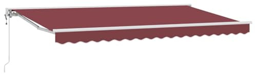 vidaXL Toldo Retráctil Burdeos 350 x 200 cm Aluminio y Tela, Toldo Semi-Cassette Moderno para jardín y terraza, Rectangular, diseño Flexible, fácil de Instalar y versátil