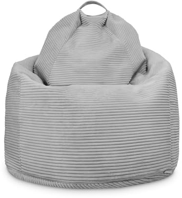 Ehrenkind® Sitzsack XXL aus Cord | Für Körpergrößen von ca. 140–190 cm | Bequem & ergonomisch | Weicher, abziehbarer Cordbezug | Hellgrau