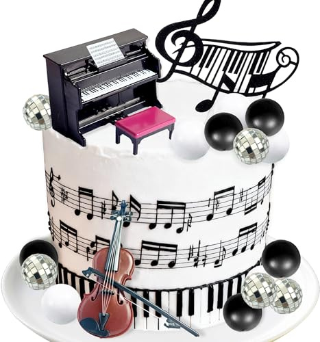 Musik Kuchendekoration Klavier Cello Noten Kugeln Tortendekoration für Rock | Musik Kuchendekoration Klavier Cello Noten Kugeln Tortendekoration für Rock Mottoparty Zubehör Musiker Geburtstagsparty