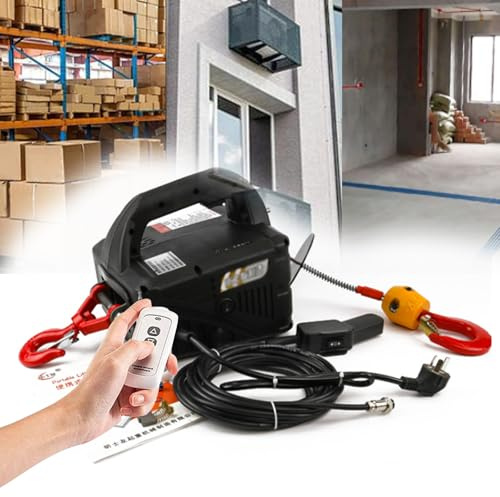 TYH Treuil Électrique Portable, Treuil Électrique 3 en 1, Télécommande Filaire Et sans Fil 110 V/220 V, Protection Contre Les Surcharges, Hauteur De Levage De 7,6 M, Télécommande Manuelle