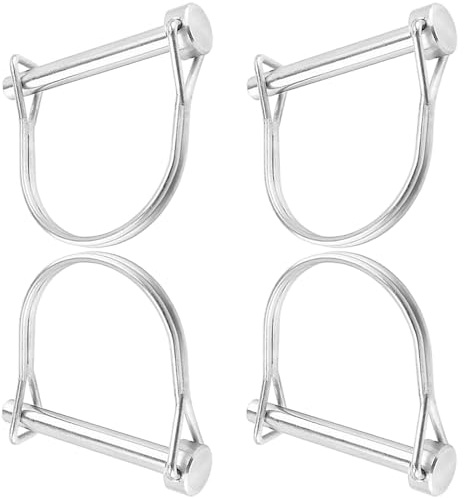 Pasador de tubo plegable, pasador de seguridad, pasador de acoplamiento en forma de D, 12 x 55 mm, perno de seguridad de acero para muelles, con cierre de bloqueo, para remolques de granja, 4 unidades