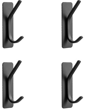 Vonmerie 4 Stück Klebehaken Schwarz, Extra Starker Handtuchhaken selbstklebend (bis 8KG), Edelstahl Wandhaken ohne Bohren für Badezimmer, Küche & Tür, Kleiderhaken
