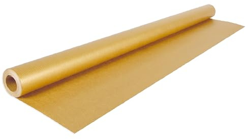 Conipa® - 1 x 10m Rolle Farbiges Kraftpapier 10m x 70 breit (Papier 65 g/m²) Gold gerillt - Bastelpapier & Geschenkpapier Set für Geschenk & Kinder - Packpapier gefärbt, pH-neutral, PEFC-zertifiziert