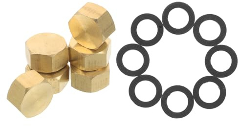 CIYODO 6 Juegos De Tapones Roscados Tapas De Cobre Tuercas Ciegas De Latón para Tubería Tuercas Ciegas De Latón con Junta para Manguera Accesorios De