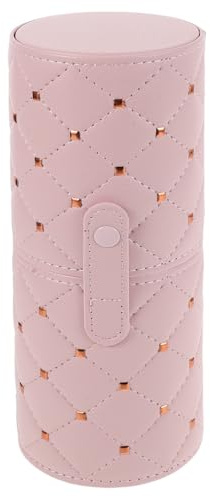 LABRIMP Pu Leather Makeup Brush Holder - Portable Makeup Brush Case - Travel Cup Storage Organizers - Cosmetic Tool Storage Box for Bathroom Vanity Desktop Pink
