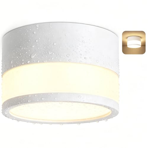 GeyouLux LED Aufbauspot IP65 4000K Deckenspot Rund Ø109*70mm 1er Weiß | 12W 1320LM LED Aufbaustrahler Deckenleuchte Neutralweiß für Badezimmer Flur Wohnzimmer
