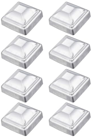 sourcing map 8Pcs Fence Post Cap Fit 2 x 2 OD Pipe, Galvanized Steel Deck Post Cover Square Decking Caps for Mailbox Outdoor Chain Link Wood/Metal Fence Deck Railing, Silver