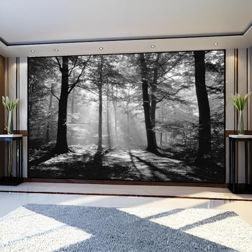 Carta da Parati Panoramica foreste e boschi Fotomurale 300 x 210 cm Grigio Decorazione da Parete per Bambini Camera da Letto Soggiorno Poster Grande