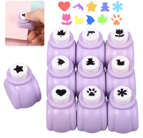 10 Stück Stanzer Set, Papierstanzer Set, Mini Motivstanzer, Papier Ausstanzer Motivlocher für Geschenkanhänger, Basteln, Scrapbooking, Fotos, Grußkarten, Geschenkdeko und DIY Projekte