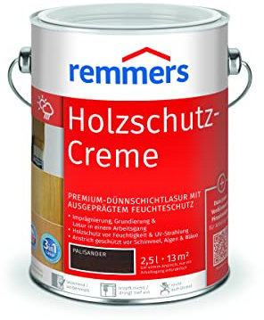 Remmers Holzschutz-Creme 3in1 palisander, 2,5 Liter, tropffreie Holzlasur für aussen, 3in1: Imprägnierung, Grundierung & Lasur in EINEM Arbeitsgang