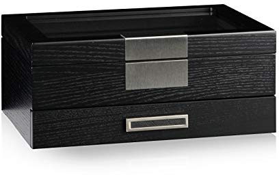 HEISSE & SÖHNE SEIT 1976® Uhrenbox Monteray 10 Esche - Schwarz Seidenmatt