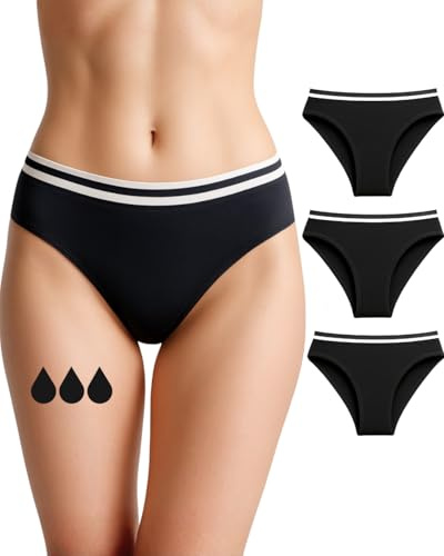 Absorberande menstruationsbyxor = 3 tamponger - Tvättbar - Bomull - Ekologisk - Menstruation - Menstrosor - Hygieniskt periodiskt skydd Lätt till rikligt flöde - XXS / 4XL