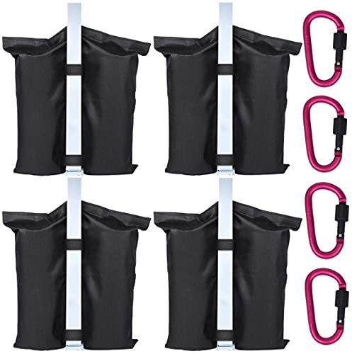 Feibmir 4 Sacchi di Sabbia e 4 Moschettoni - Usati per Aumentare Il Peso delle Gambe di Gazebo, Tende da Giardino, Ombrelloni, Trampolini