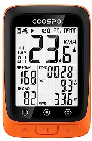 COOSPO Bike Computer GPS Wireless, ANT+ Cycling Computer with Bluetooth, Multifunctional ANT+ Bicycle Computer with 2.4 LCD Screen, Bike Speedometer with Auto Backlight IP67