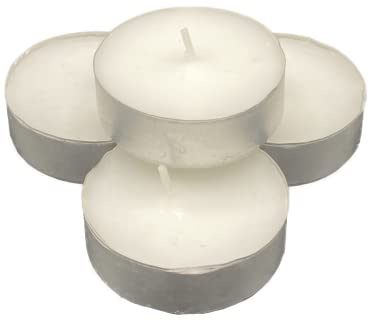 96 Maxi-Teelichter in Premium Qualität mit ca. 9 Stunden Brenndauer - Jumbo-Teelicht - großes Teelicht - Kerzen in Weiß mit Silberschale für Windlichter, die Gastro/Gastronomie