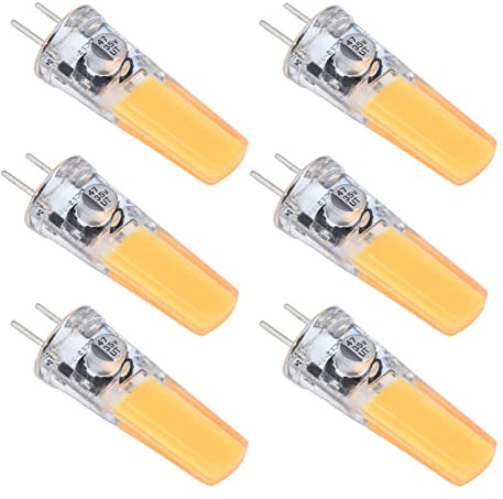 Kuuleyn GY6.35 Light Bulb, GY6.35 Halogen Bulb 5W, 6PCS GY6.35 Bulb 5W COB Light Bulb 500lm Silicone Ceiling Lamp Bulb for Living Room(Warm White)