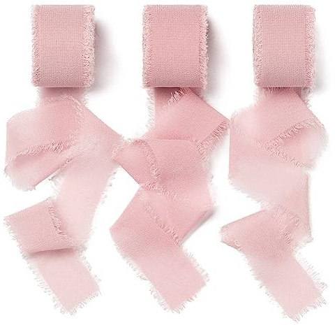 AOKSUNOVA presentband chiffong gammalrosa bröllop chiffongband rosa 18,9 m x 2,5 cm band brett