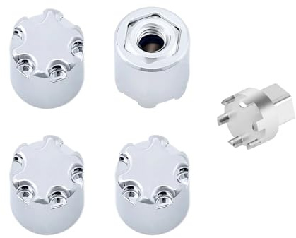TCRC 4PCS Aluminum M2.5 Wheels Center Caps Lock Nuts for Redcat Ascent-18 Traxxas TRX4M HPI Venture18 1/18 RC Crawler Upgrade,Chrome