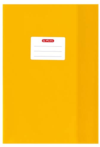 Herlitz 10 Heftumschläge/Hefthüllen Din A4 / Baststruktur (Gelb, 10er Pack | A4)