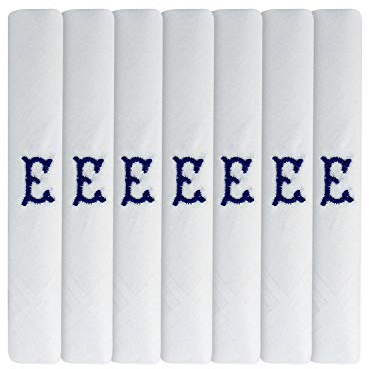 Surf the Shop 7 Stück bestickte Herren-Taschentücher mit Satin-Bordüre, verschiedene Buchstaben