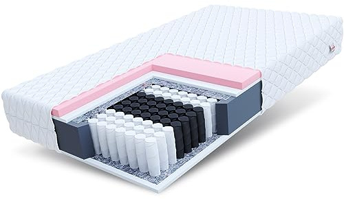 FDM VERO MAX Resårmadrass 160 x 200 cm, 7-zons madrass, hårdhetsgrad H2/H3 (medelmjuk/medelhård), 25 cm hög, termoplastiskt viskosskum, dubbelsidigt överdrag, avtagbart tvättbart