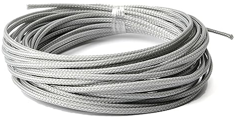 Othmro Gaine Tressée Extensible, Largeur : 3 mm, Longueur : 10 m, Gris, Convient aux Câbles d'alimentation, aux Câbles Audio-Vidéo, aux Câbles de Fixation et d'interconnexion