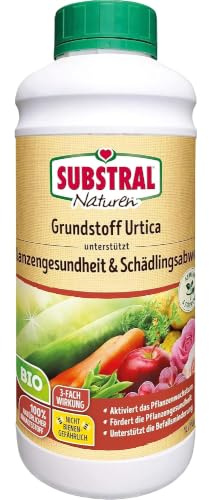 Substral Naturen Bio Grundstoff Urtica 1L Konzentrat zur Pflanzenstärkung | Unterstützt die Pflanzenstärkung | Gegen Blattläuse und Mehltau | Auf Brennnesselbasis