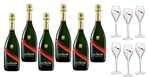 G.H. MUMM CHAMPAGNE BRUT GRAND CORDON 75 CL - 6 BOTTIGLIE CON 6 CALICI ORIGINALI