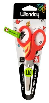 WONDAY Blister ciseaux CAID gaucher Rouge 13cm