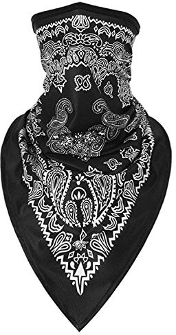 Scarf Shack Unisex Bandana Gesichtsbedeckungsmaske Schal Gesicht Rave Sturmhaube Halsmanschette mit Ohrschlaufen, Staubtuch, waschbar, Wind Motorradabdeckung für Frauen/Männer