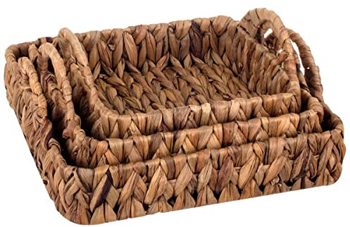 BY SIGRIS Signes Grimalt Bandejas de Mimbre | Cestas de Mimbre Decoracion - Pack de 3, 6x30x30 cm